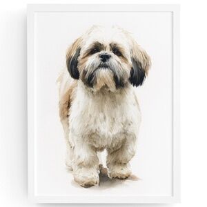 Watercolor Shih Tzu Dog Portrait Wall Art Print Poster Unframed - Pet Artwork